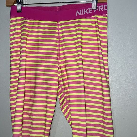 Nike Pro Dri Fit women’s sz large striped sport leggingsp - Picture 5 of 9